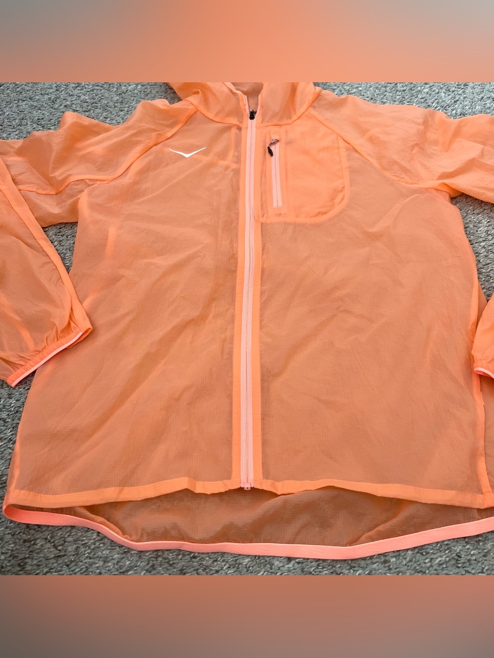 Hoka Lightweight Light Orange Hooded Jacket Size Small